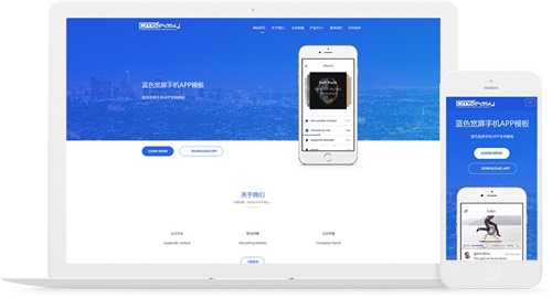 app推广宣传网站模板，响应式布局体现手机网站特色，专门为手机品牌宣传推广设计的企业网站模板。